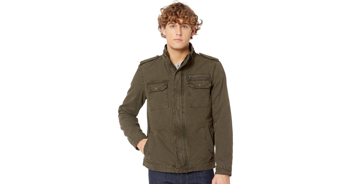 Levi's Washed Cotton Military Jacket in Green for Men Lyst