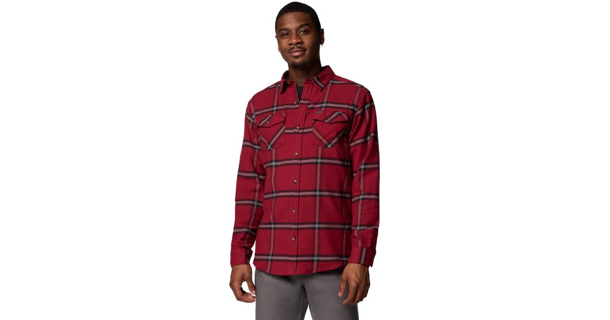 Columbia Bearmouth Springs Roll Up Long Sleeve Flannel Shirt in Red for ...