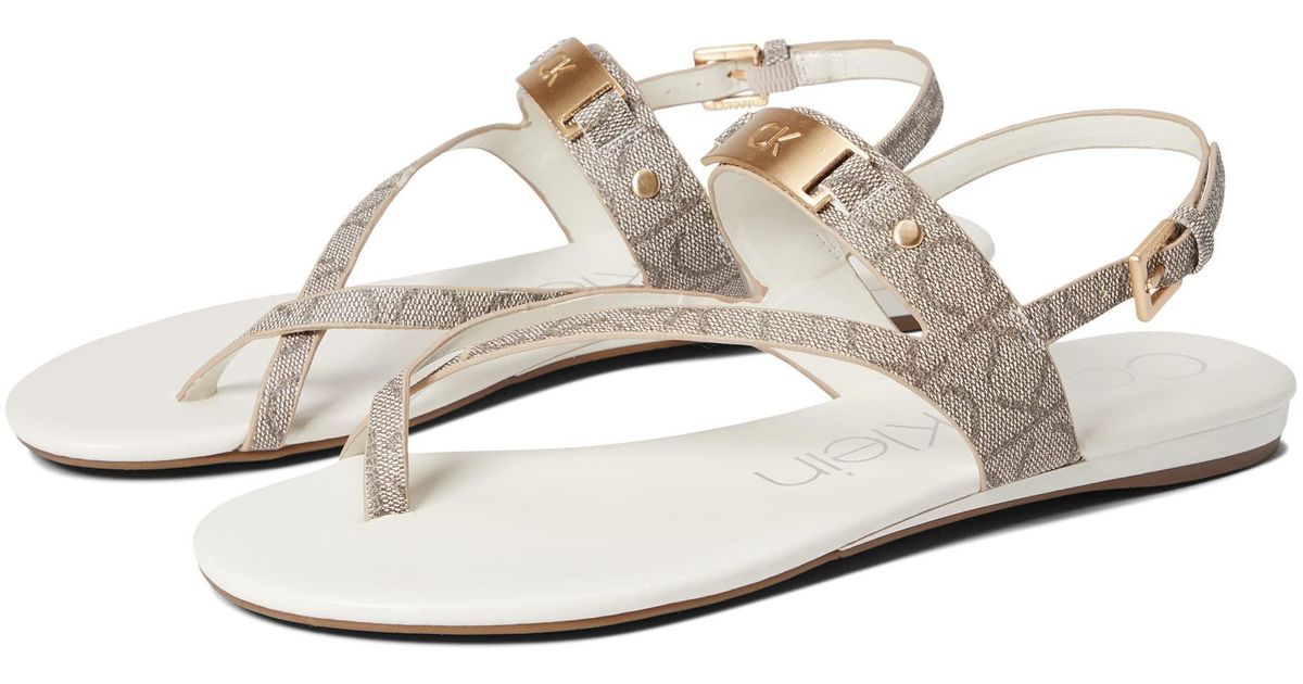 calvin klein women's sadra ankle strap flat sandals
