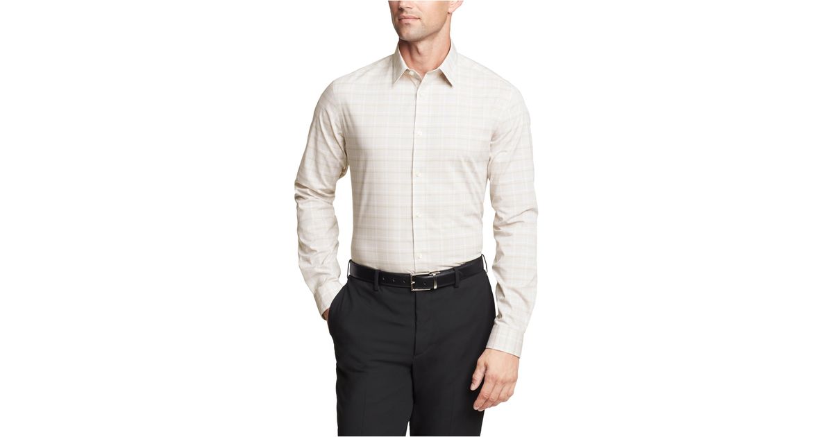 Calvin Klein Dress Shirt Non Iron Stretch Slim Fit Check in White for ...