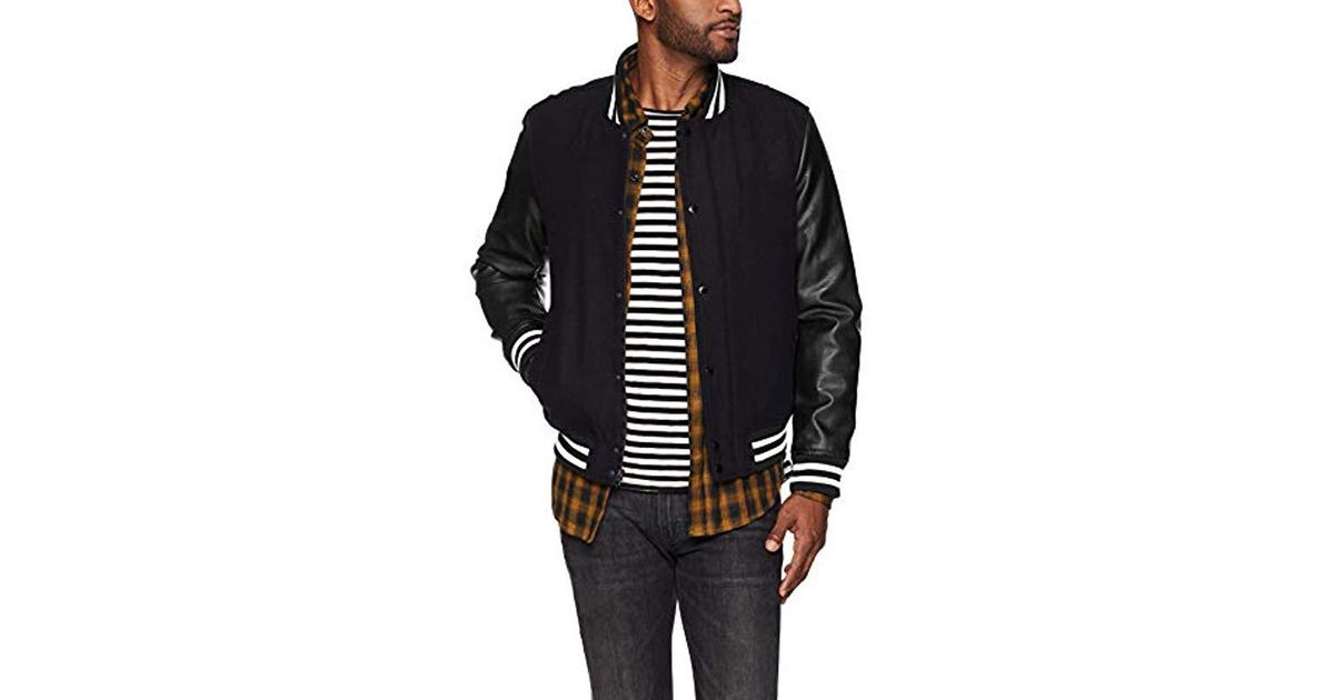 Levi's Mixed Media Varsity Letterman Bomber Jacket in Navy (Blue) for