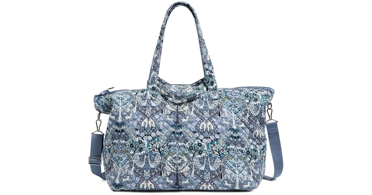 Vera Bradley Cotton Overnight Tote Travel Bag in Blue Lyst