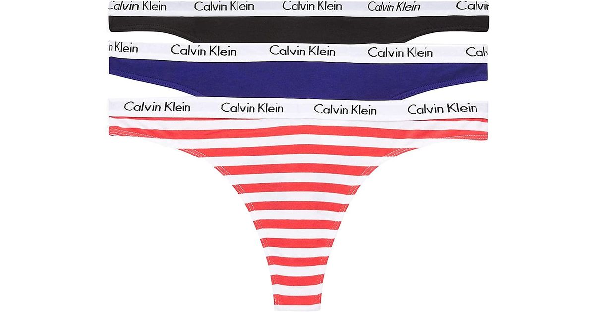 Calvin Klein Carousel Logo Cotton Stretch Thong Panties in Red | Lyst