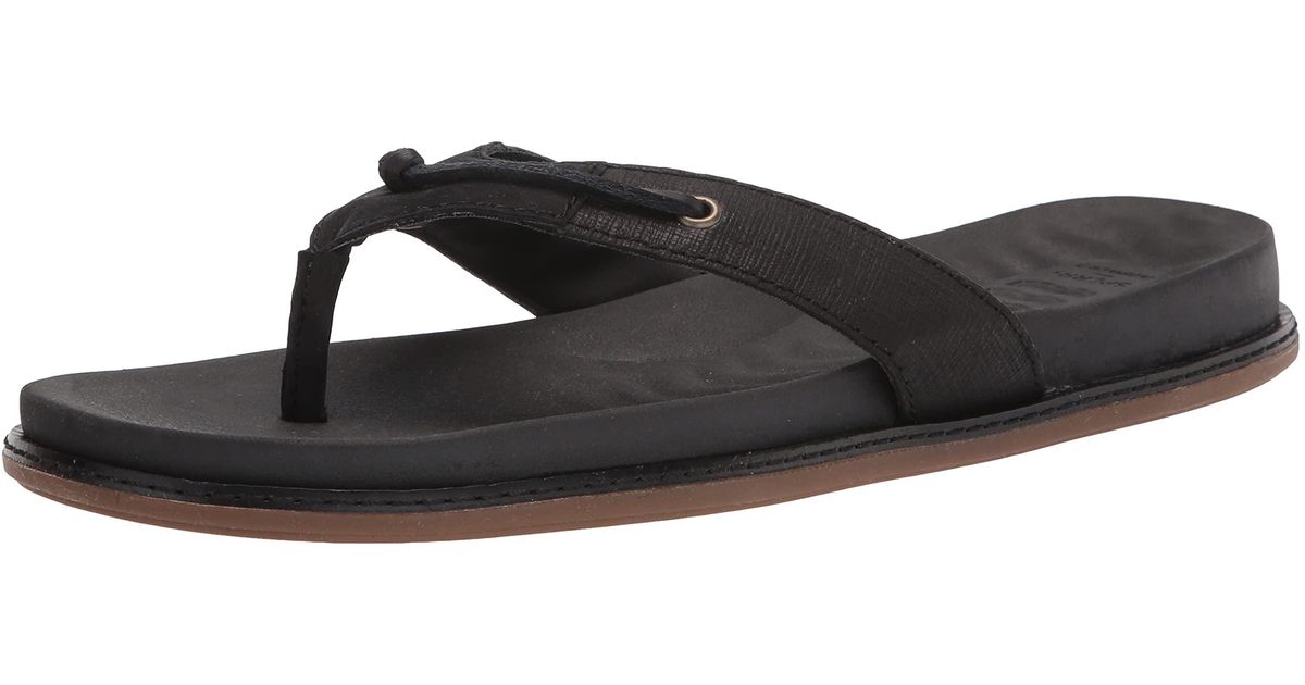 Sperry Top-Sider Leather Waveside Plushwave Thong Flip-flop in Black - Save 57% - Lyst
