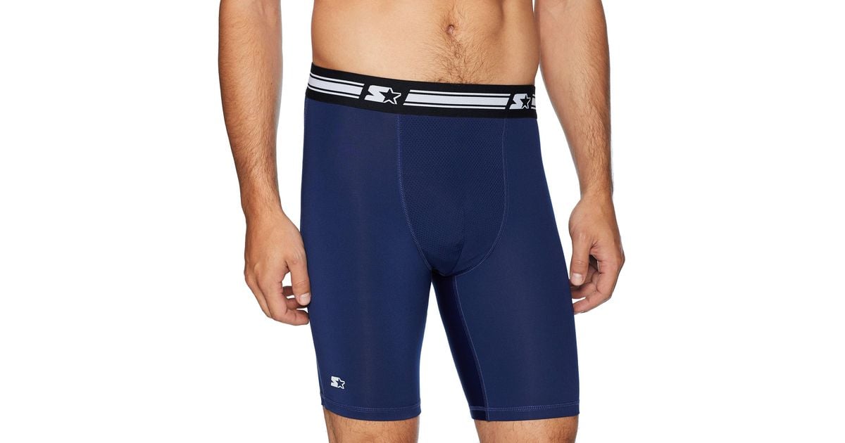 Starter 9" Light-compression Athletic Boxer Brief With Optional Cup Pocket  in Blue for Men | Lyst