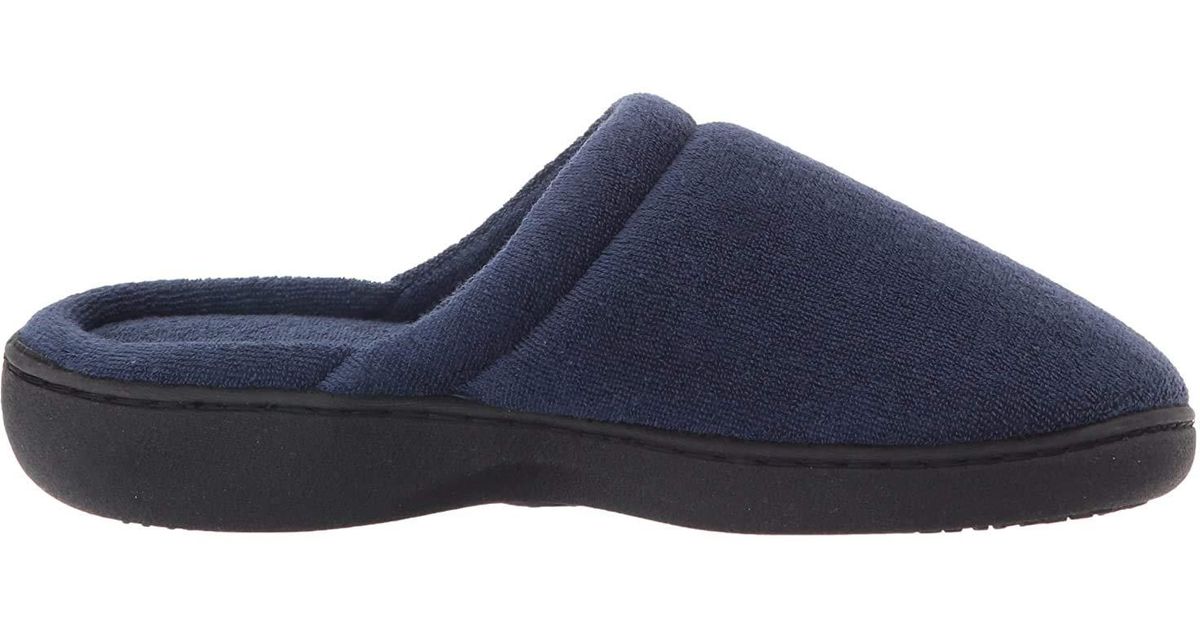 Isotoner Cotton Womens Classic Terry Clog Slip On Slipper in Blue