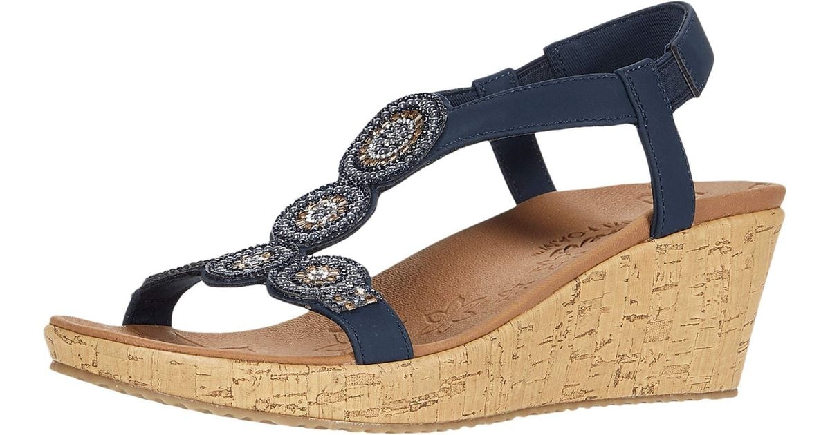 Skechers Beverleedate Glam Sandal Wedge in Navy (Blue) Save 32 Lyst