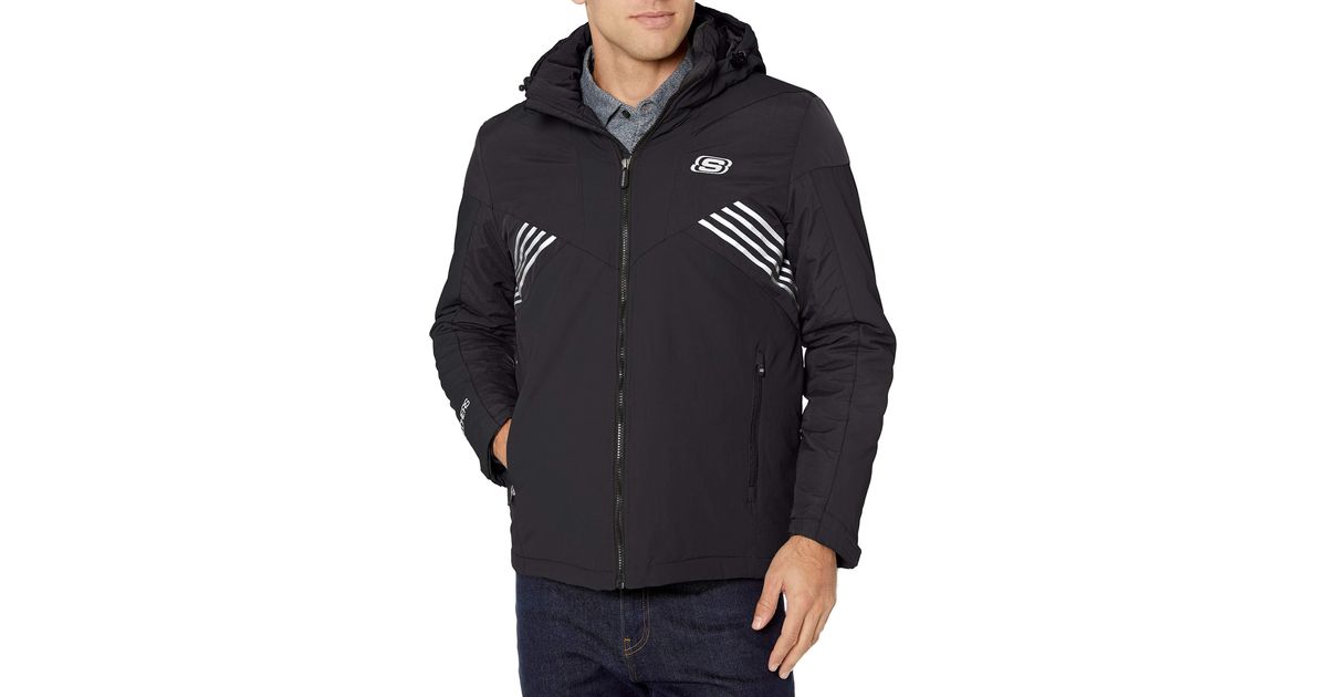 Skechers Midweight Rain Jacket With Removable Hood in Black for Men - Lyst
