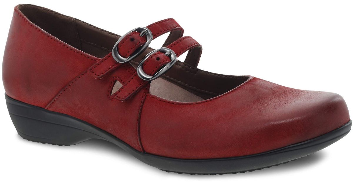 Dansko Rubber Fynn Mary Jane Flat in Red - Lyst