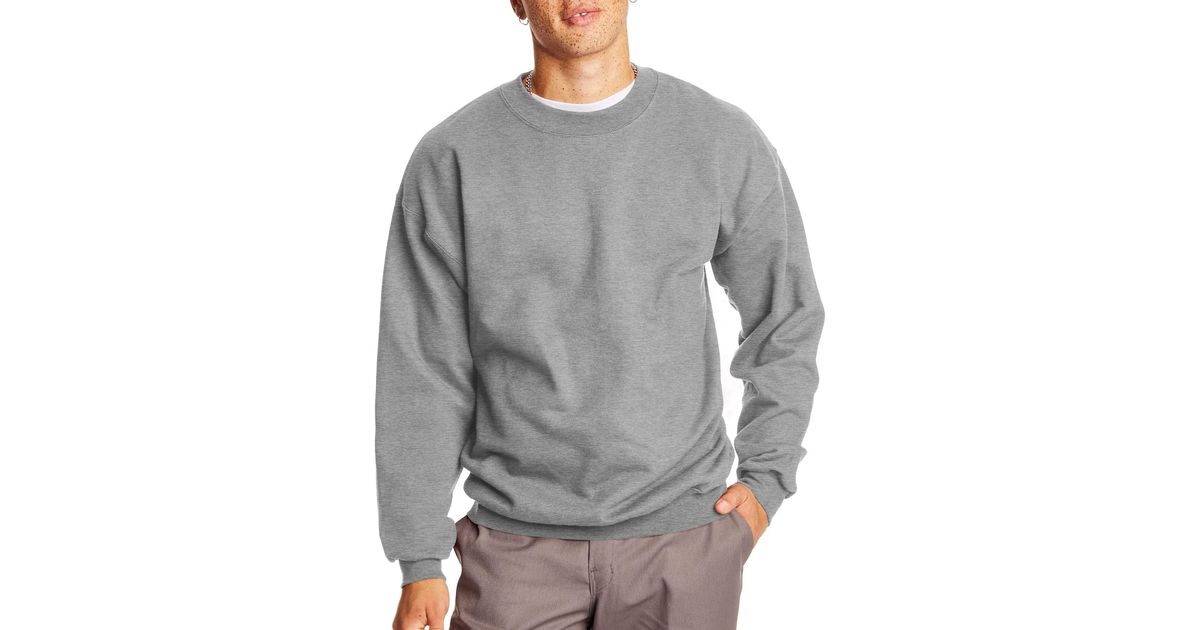 Hanes Mens Ultimate Cotton Heavyweight Sweatshirt in Gray for Men | Lyst