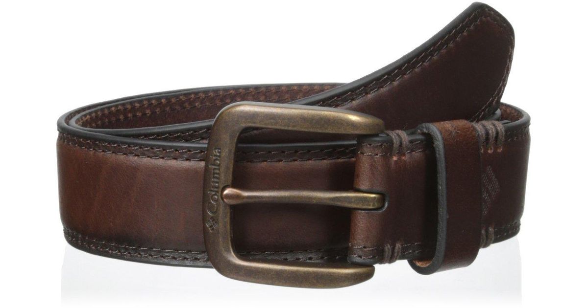 Columbia Casual Leather Braided Belt in Chocolate Brown Stitched (Brown ...