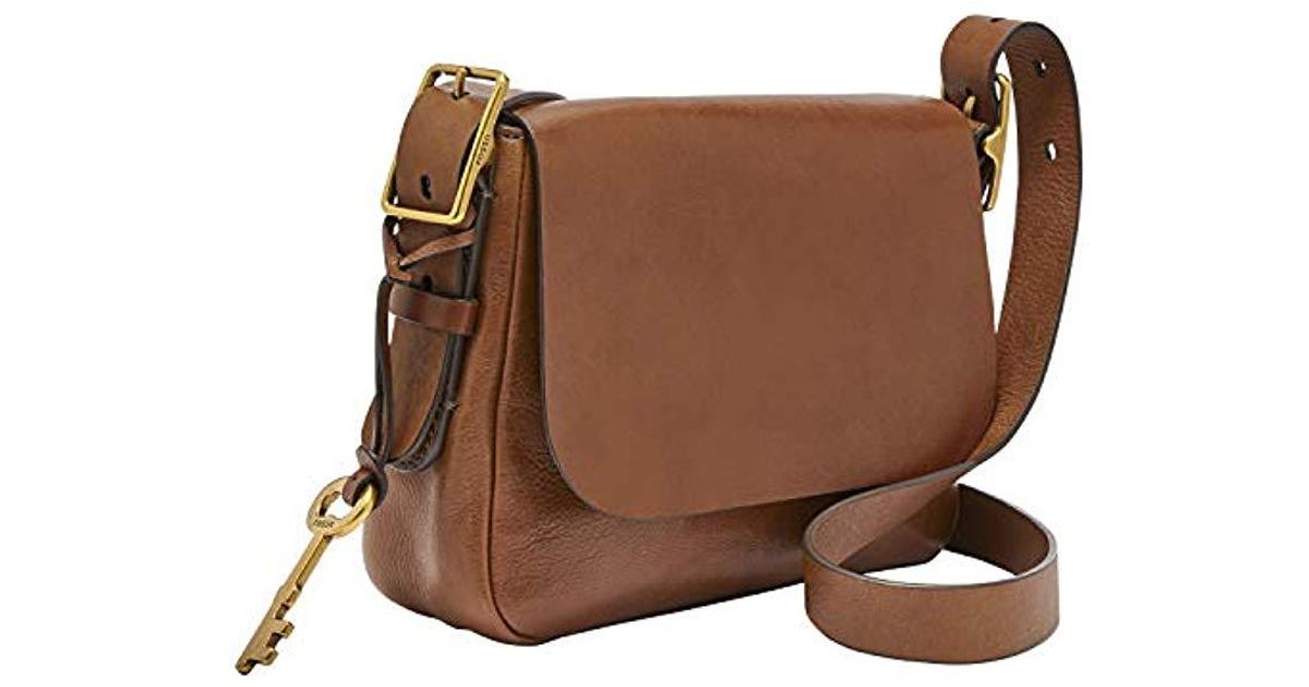 Fossil Leather Harper Small Crossbody Bag in Brown - Lyst