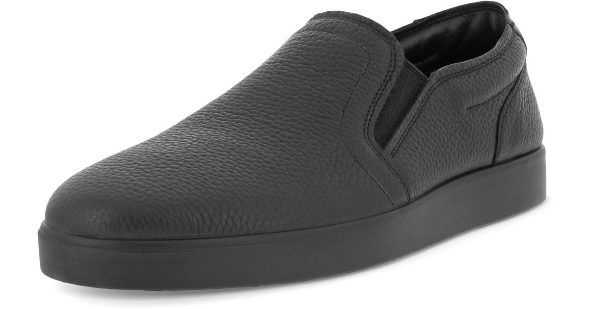 Ecco Leather Street Lite Slip On Sneaker in Black/Black (Black) for Men
