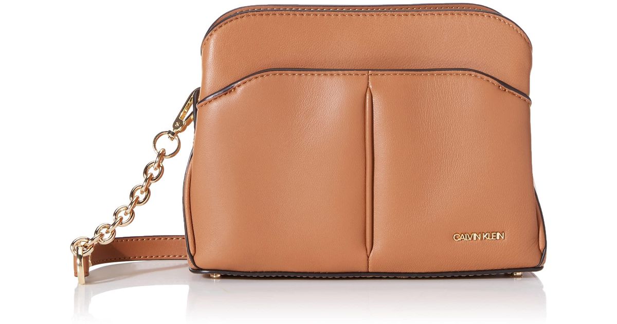Calvin Klein Leather Jenni Positano Crossbody in Caramel (Brown) Lyst
