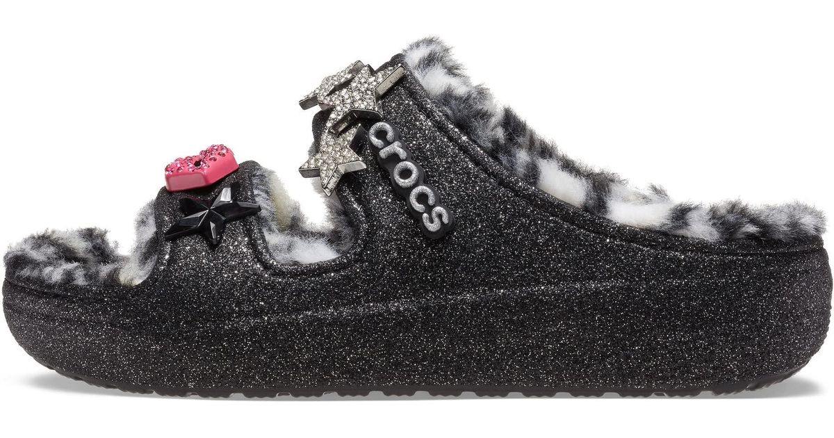 Crocs™ Adult Classic Cozzzy Platform Sandals Fuzzy Slippers Slide in Black Lyst