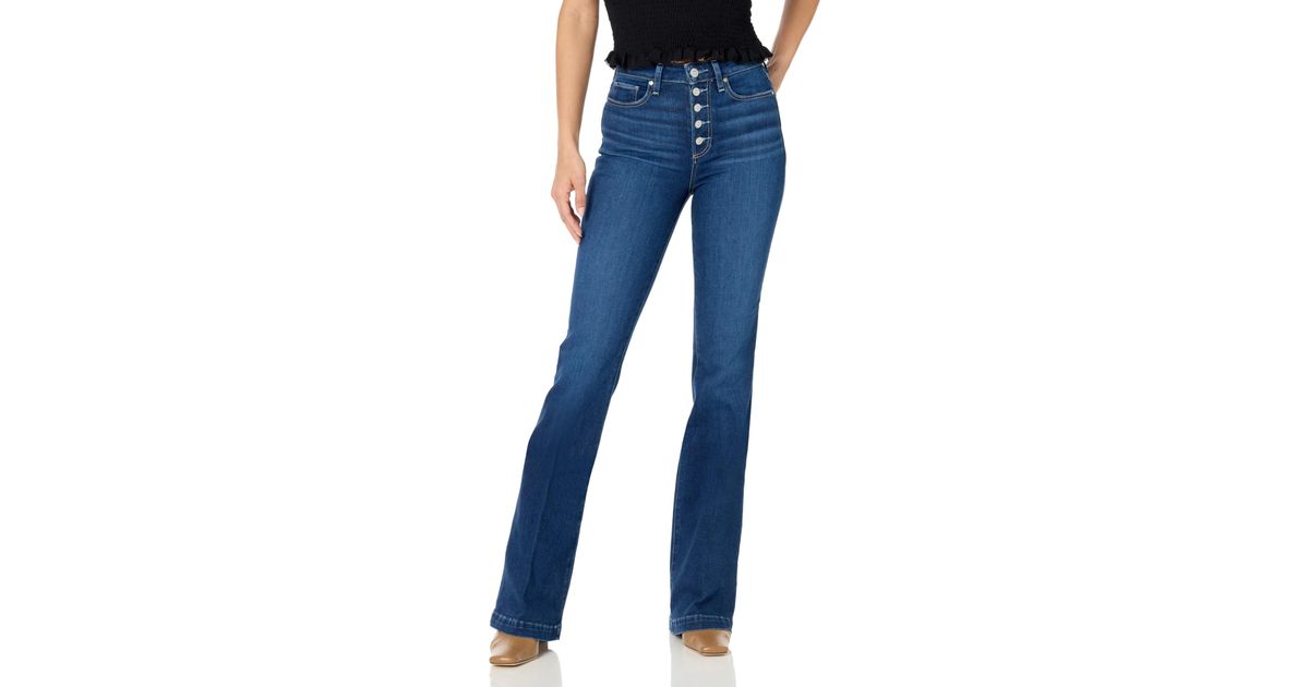 PAIGE Iconic Exposed Button Fly in Blue | Lyst