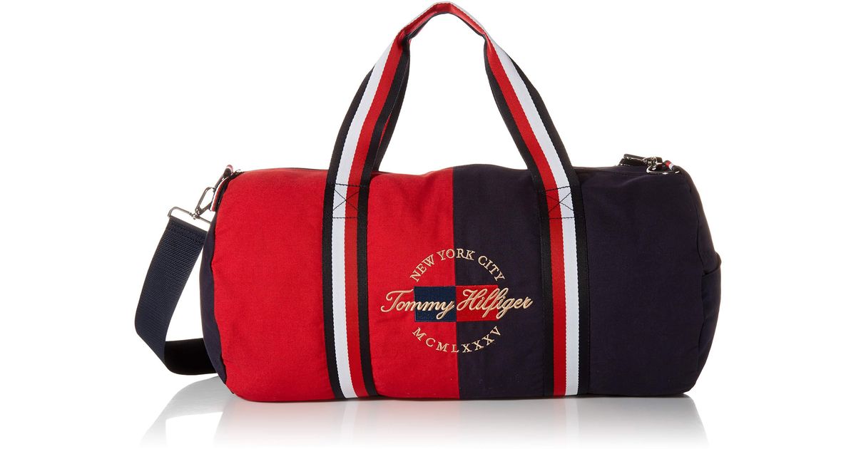 tommy hilfiger red duffle bag