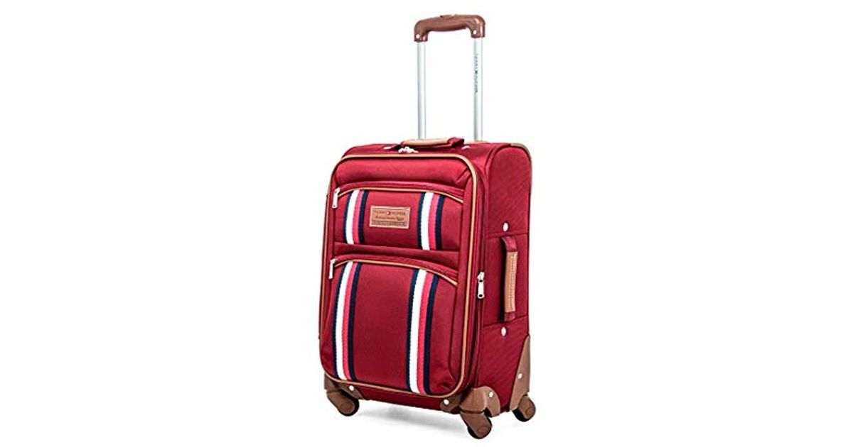 Tommy Hilfiger Synthetic 20" Softside Expandable Spinner Luggage, Red