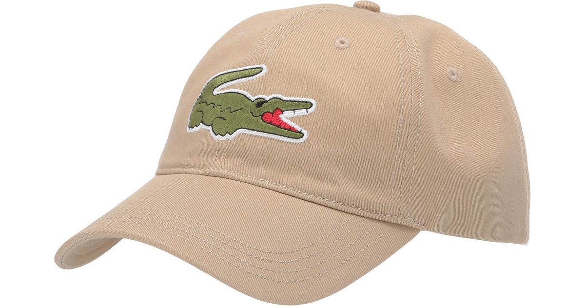 Lacoste Big Croc Twill Adjustable Leather Strap Hat for Men Lyst