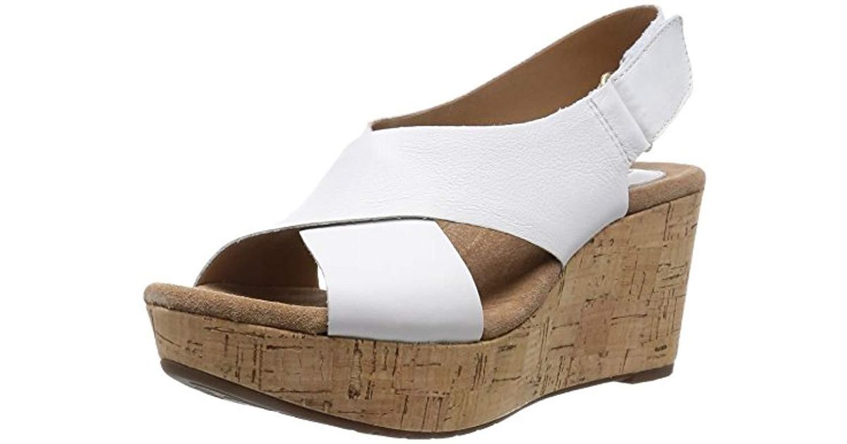 Clarks Annadel Eirwyn Wedge Sandal in White Leather (White) - Save 60% ...