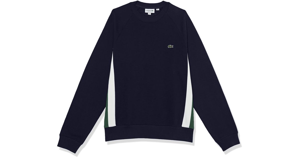 Lacoste Long Sleeve Relaxed Fit Colorblocked Crewneck Sweatshirt in Blue  for Men | Lyst