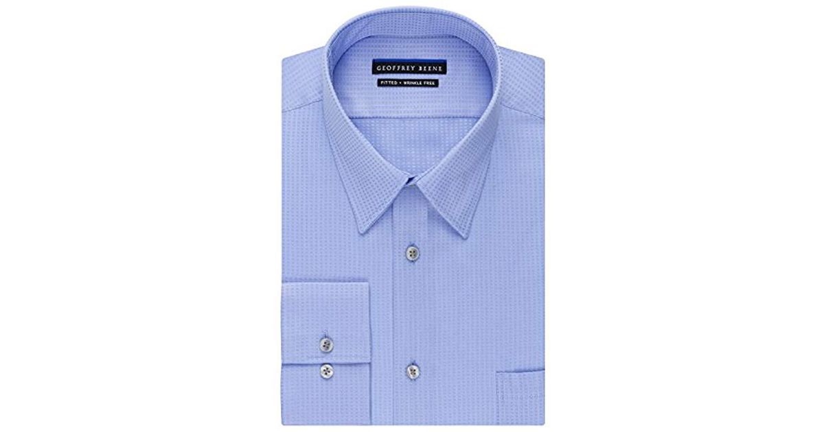 Geoffrey Beene Micro Chip Sateen Fitted Solid Point Collar Dress Shirt ...