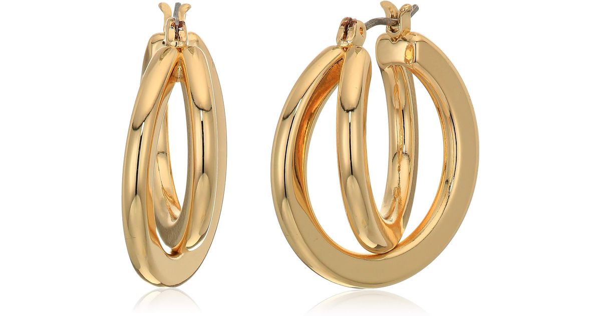 Napier Gold Tone Double Hoop Earrings in Metallic - Save 22% - Lyst