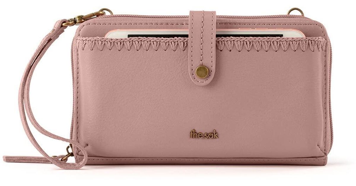 The Sak Iris Red Pebble Leather Brass Tone Crossbody Shoulder Bag