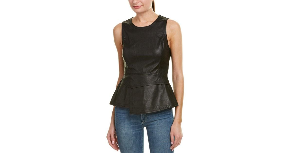tori faux leather peplum top