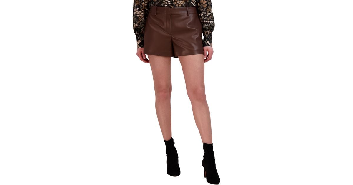 BCBGMAXAZRIA Faux Leather Shorts in Brown Lyst