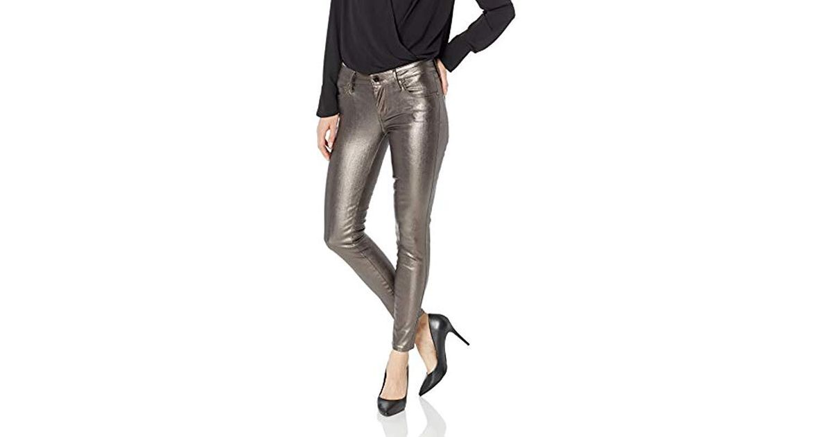 Guess Hi Gloss Metallic Sexy Curve Jean Pewter Lyst