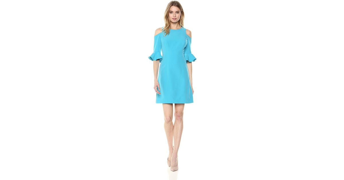 turquoise cold shoulder dress
