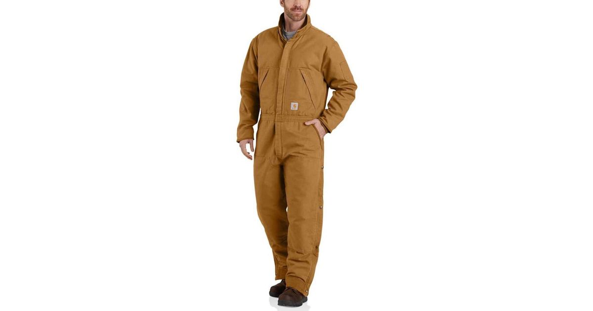 Carhartt Cotton Mens Loose Fit Washed Duck Insulated Coverall in Brown