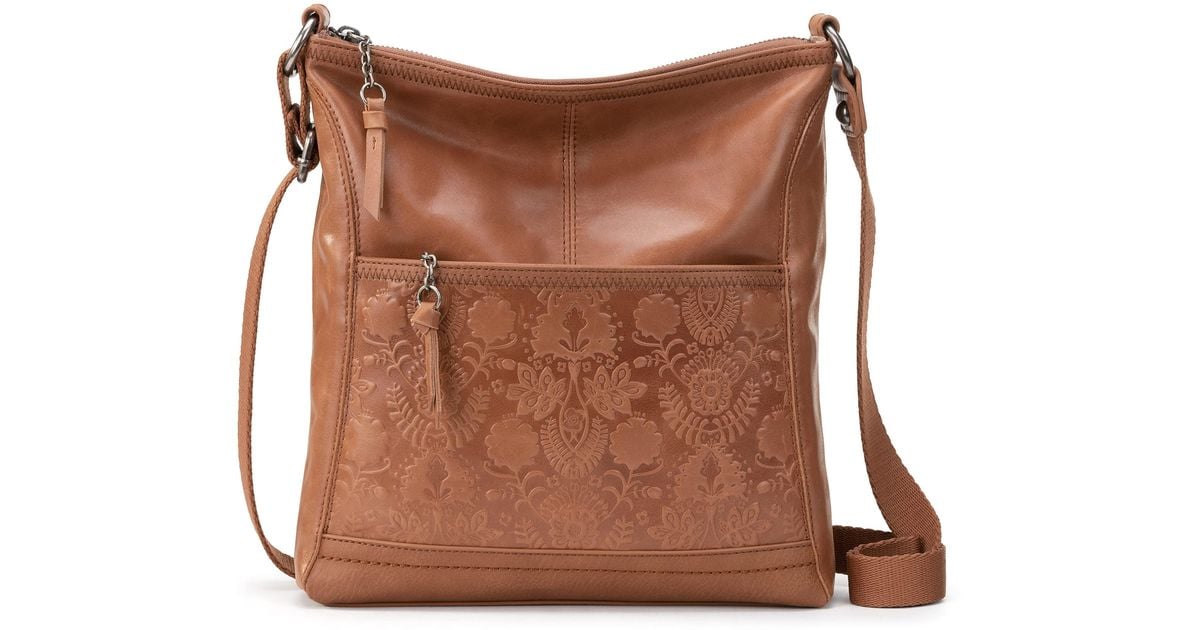 The Sak Iris Casual Purse Crossbody In Leather in Tobacco Floral
