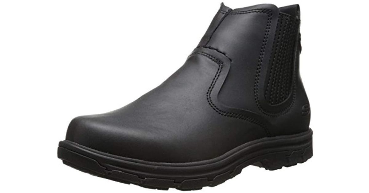 Skechers Leather Relaxed Fit Segment - Dorton Boot in Black Leather ...