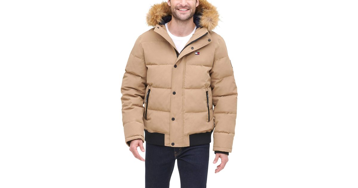 Tommy Hilfiger Synthetic Arctic Cloth Quilted Snorkel Bomber Jacket in