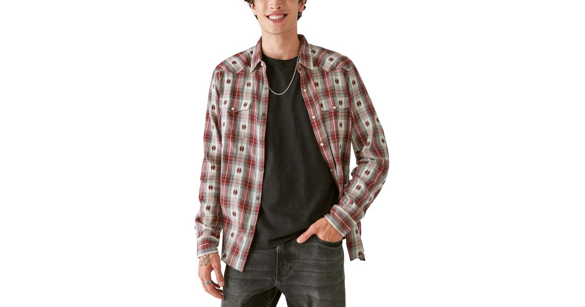 Lucky Brand Western Long Sleeve Shirt in Brown for Men | Lyst