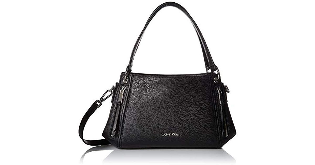 calvin klein pebble leather satchel