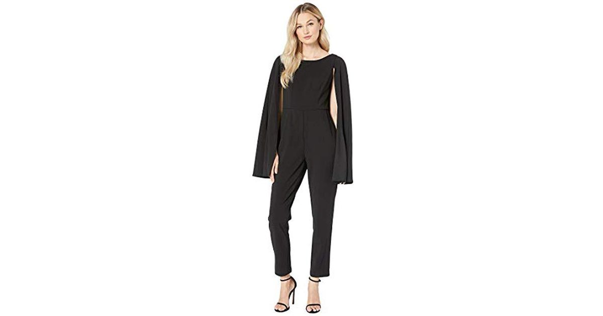 adrianna papell crepe cape jumpsuit