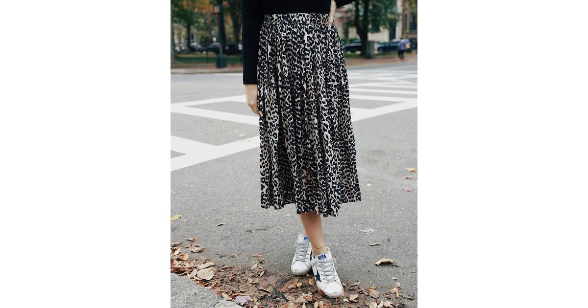 leopard print pull on midi skirt