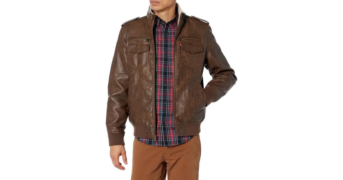 Armani Exchange Levi's Men's Sherpa Lined Faux Leather Aviator