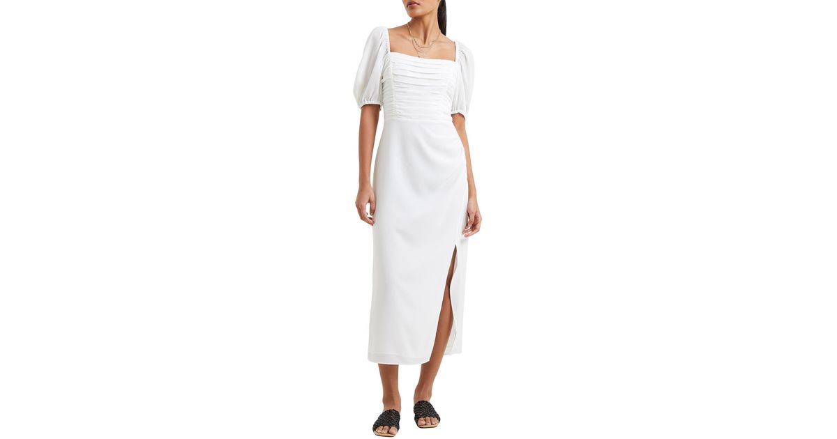 French Connection Afina Verona Ruched Midi Dress in White Lyst