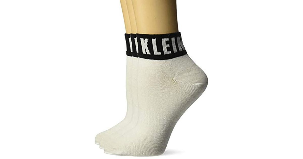 Calvin Klein 3 Pack Cotton Logo Quarter Socks In White Lyst