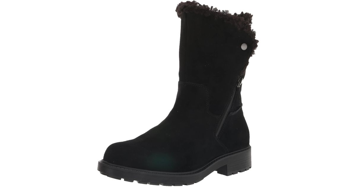 Clarks Opal Zip Mid Calf Boot in Black Suede (Black) Lyst