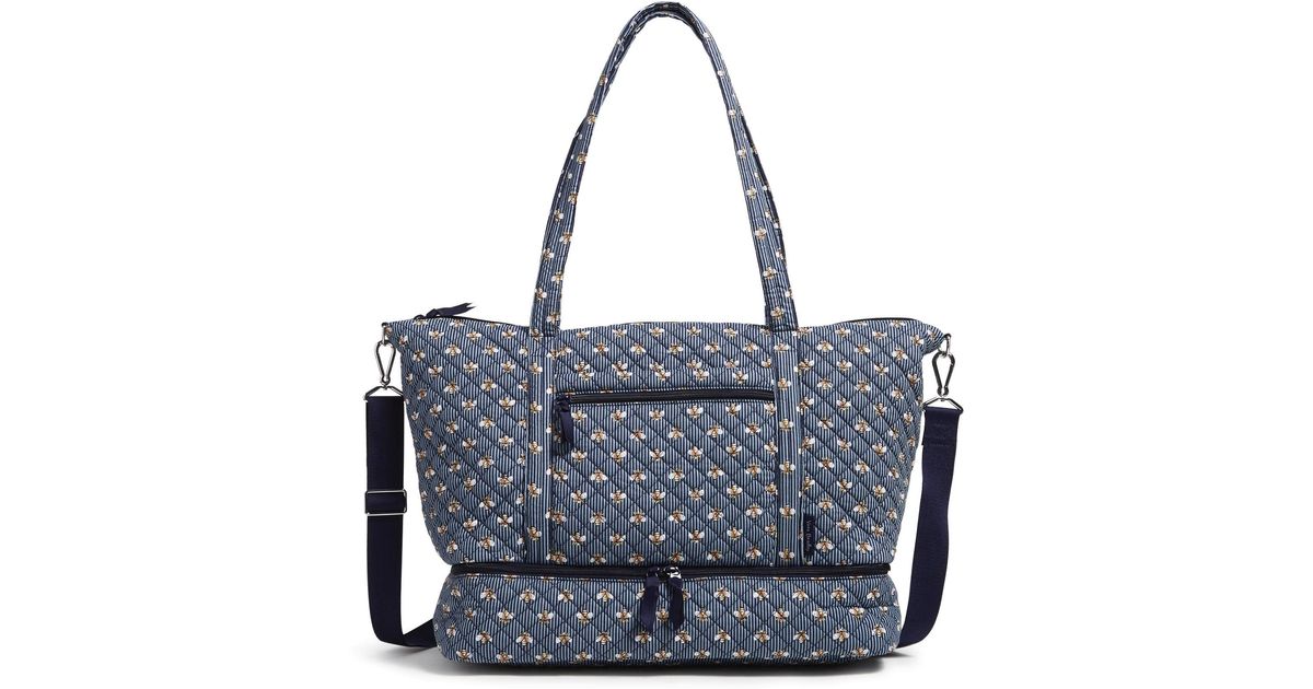 Vera Bradley Cotton Deluxe Travel Tote Travel Bag in Blue Lyst