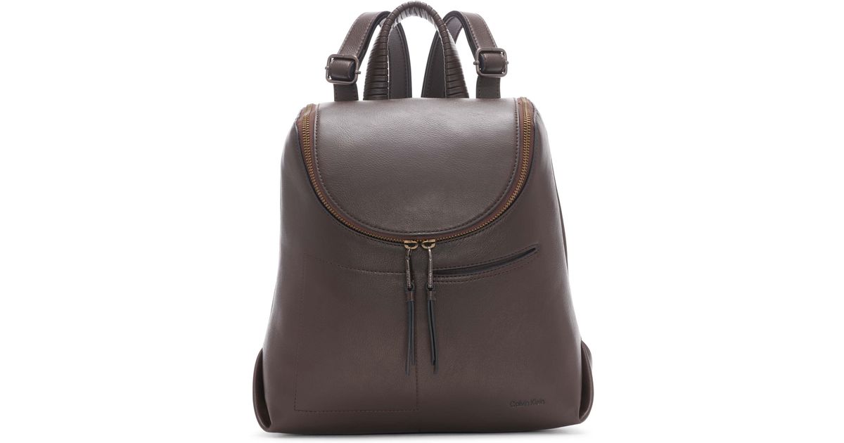 Calvin Klein Lake Organizational Backpack in Brown Lyst