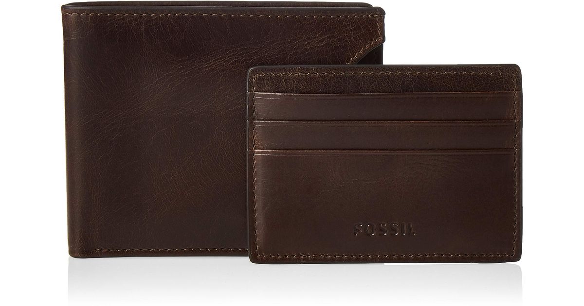 Fossil Leather Bifold Sliding 2in1 With Removable Card Case Wallet in