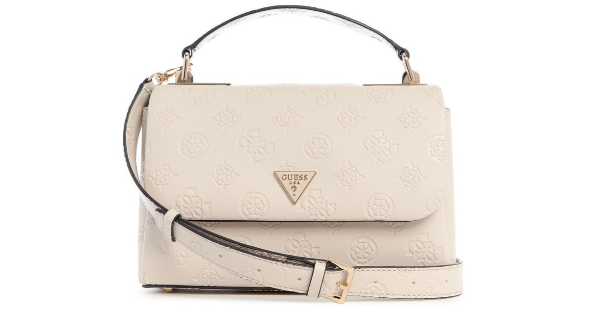 GUESS Umhängetasche Shaida – Stone Creme, Mit Verstellbarem Riemen & Vielen Fächern