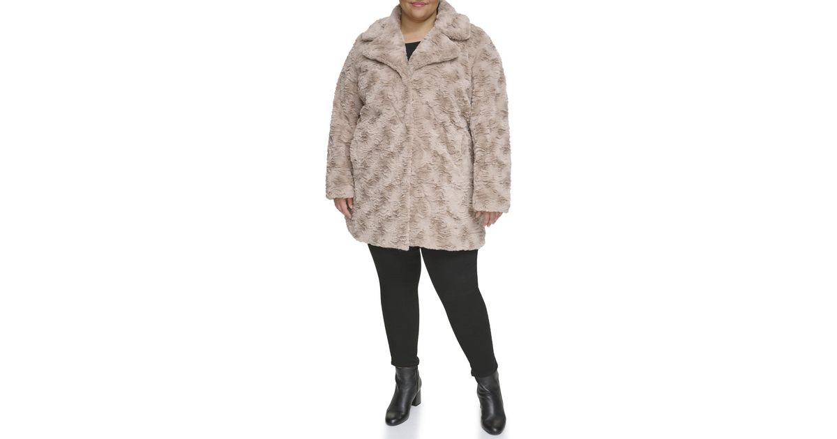 Kenneth Cole Classic Mink Style Faux Fur Coat in Natural Lyst