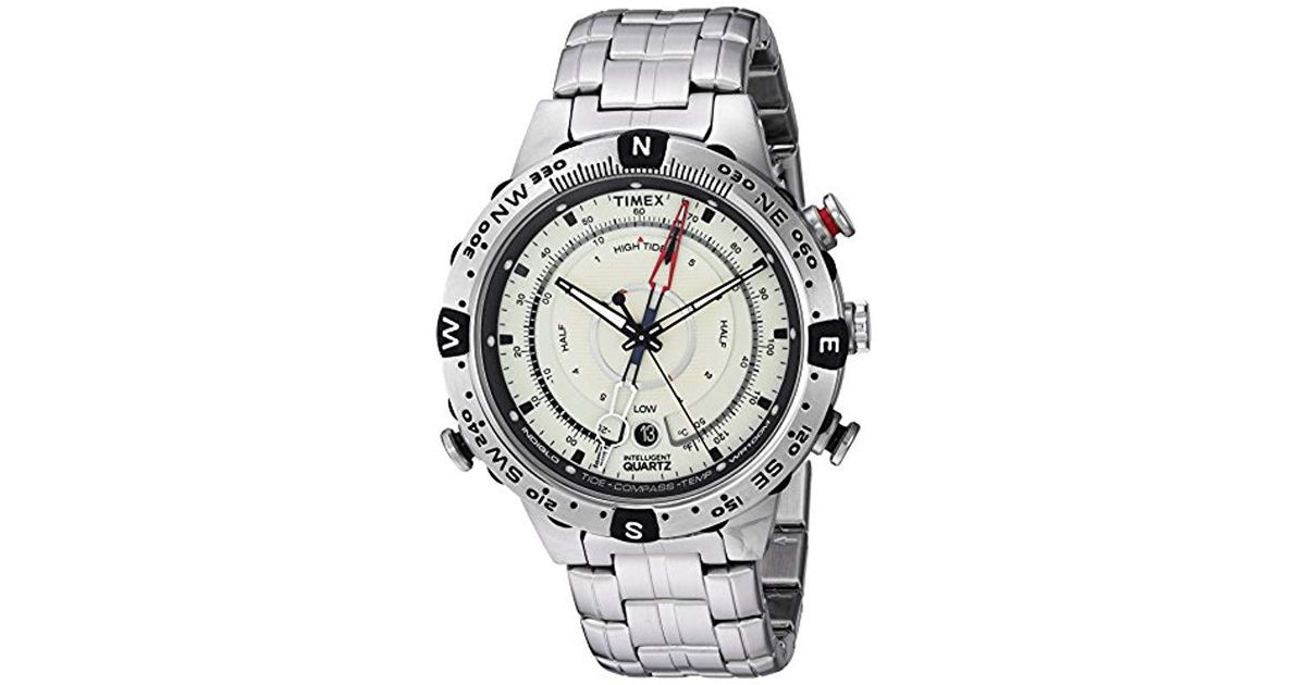 Timex Intelligent Quartz Tide Temp Compass Watch in Metallic for